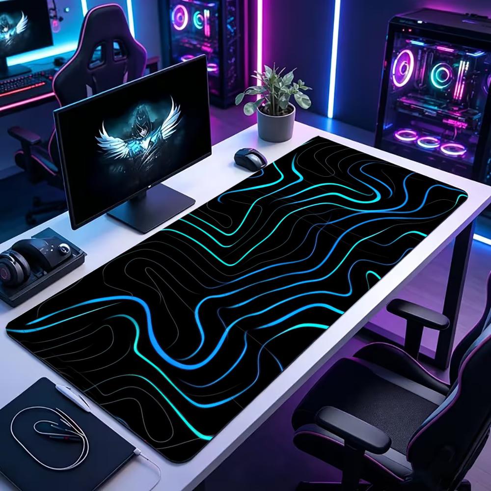Office Print Tech - Großes XXL Gaming-Mauspad Schreibtischunterlage Tastaturmatte Cyan